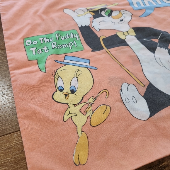 Vintage 90s Warner Bros Tweety bird and Sylvester single pillow case retro - Picture 4 of 9